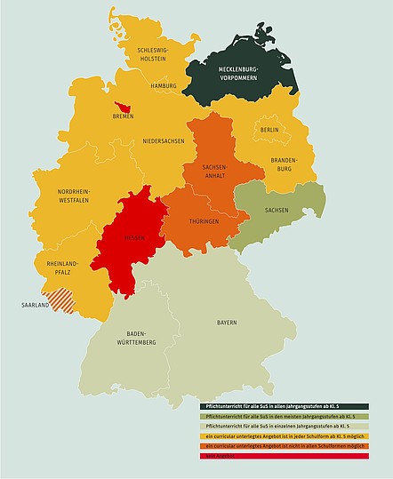 Deutschlandkarte von Informatik als Pflichtfach